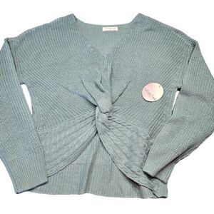 Full Circle Trends Dusty Green Sweater NEW Womens XL Twist Knit Long Sleeves Top